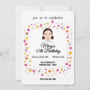 Simple Birthday Party Balloons and Gifts Invitation
