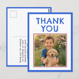 Simple Birthday Thank you Kids Photo Postcard