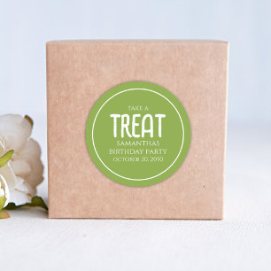 Simple Birthday Treat Favour Whimsical Green  Classic Round Sticker