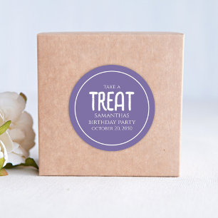Simple Birthday Treat Favour Whimsical Purple Classic Round Sticker