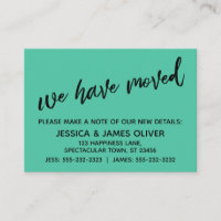 Simple Biscay Green We've Moved Handout Card