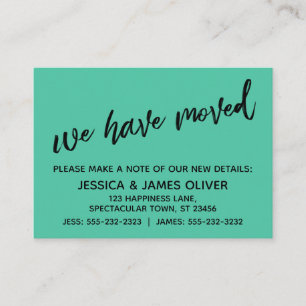 Simple Biscay Green We've Moved Handout Card