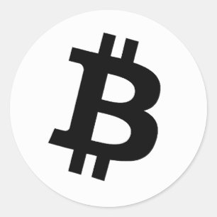 Simple Bitcoin Black White Classic Round Sticker