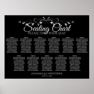 Simple Black 11 Table Wedding Seating Chart