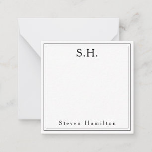 Simple Black 2 Monogram Name Minimalist Border Card
