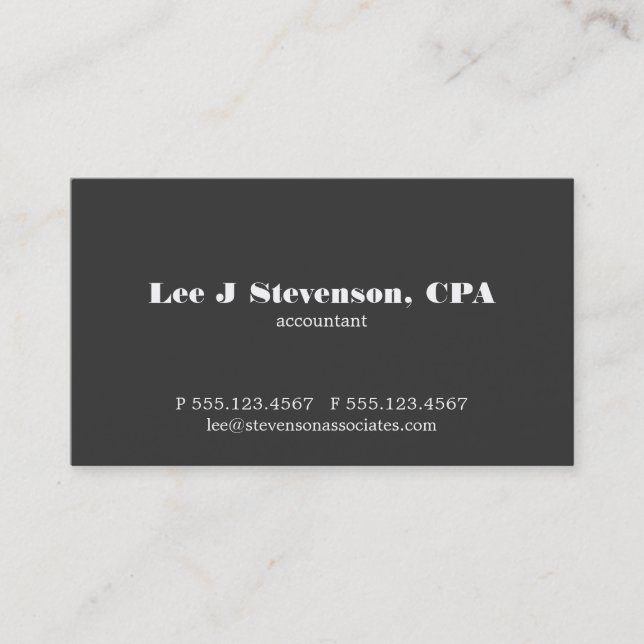 Simple Black Accountant CPA Business Card (Front)