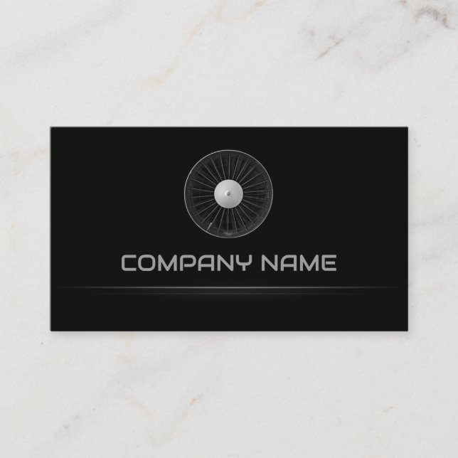 Simple Black Aeroplane Engine Airport Operations Business Card (Front)