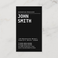 Simple Black Aerospace Engineer Business Card