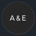 Simple Black Ampersand Monogram Wedding Classic Round Sticker<br><div class="desc">Simple yet elegant wedding stickers with your two initial monogram with an ampersand in the middle,  in a white sans serif font,  over a black background.  A basic and plain design that is perfect for a minimalist style. These chic and stylish stickers make great envelope seals.</div>