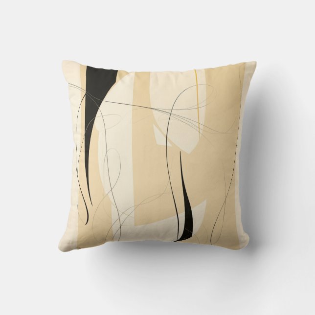 Simple Black and Beige Japandi Cushion (Back)