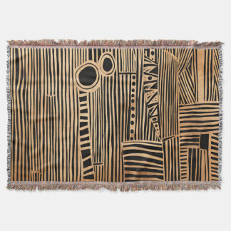 Simple Black and Beige Japandi Throw Blanket