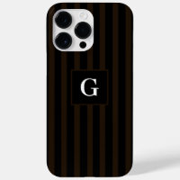 Simple black and Dark Brown Stripes Single Initial