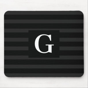 Simple black and Dark Gray Stripes Single Initial Mouse Pad