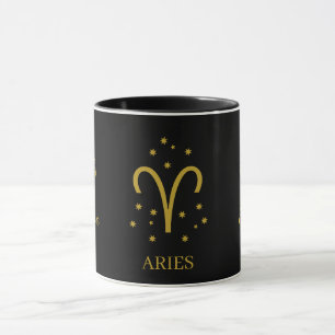Simple Black and Gold Aries Zodiac Coffee Mug