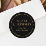 Simple  Black and Gold Christmas Classic Round Sticker<br><div class="desc">Elegant simple black and gold custom Christmas stickers.</div>