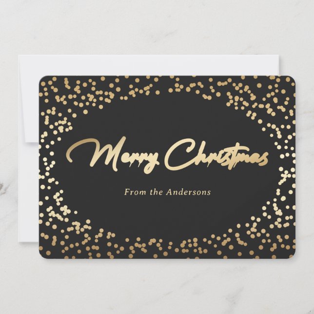Simple Black and Gold Foil Christmas Cards (Front)