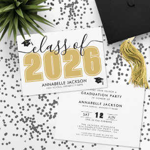 Simple Black And Gold Graduation Party Invitation
