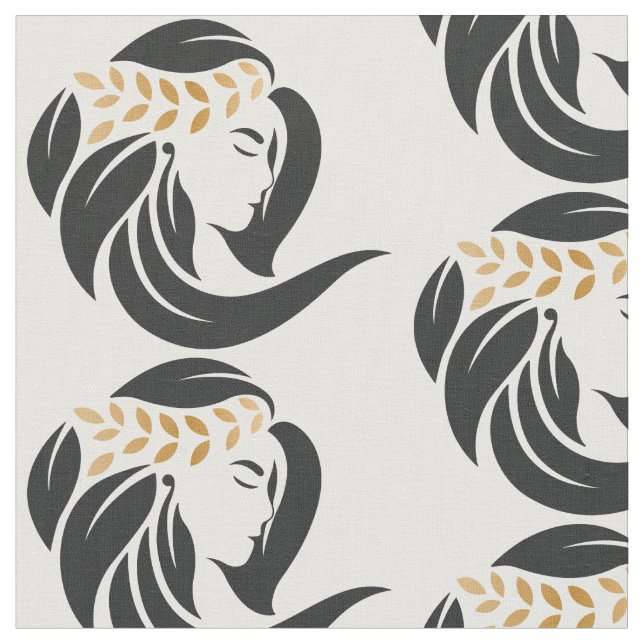 Simple Black And Gold Hair Salon Logo Hair Stylist Fabric (Close Up)