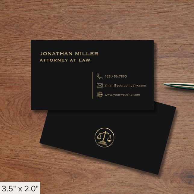 Simple Black and Gold Lawyer Business Card (Creator Uploaded)