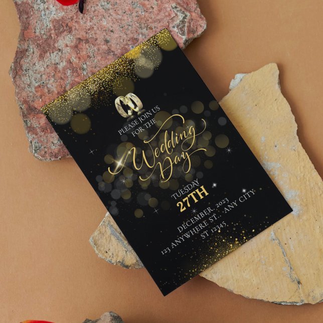 Simple Black And Gold Modern Elegant Wedding Invitation (Creator Uploaded)