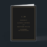 Simple Black and Gold Monogram Elegant Wedding Programme<br><div class="desc">Simple folded wedding program featuring a modern yet elegant design. The cover has your two initial monogram along with your wedding details in faux gold over a black background. The inside has your wedding party on the left side and your order of ceremony on the right side. The backside has...</div>