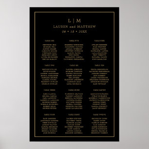 Simple Black and Gold Wedding Seating Chart