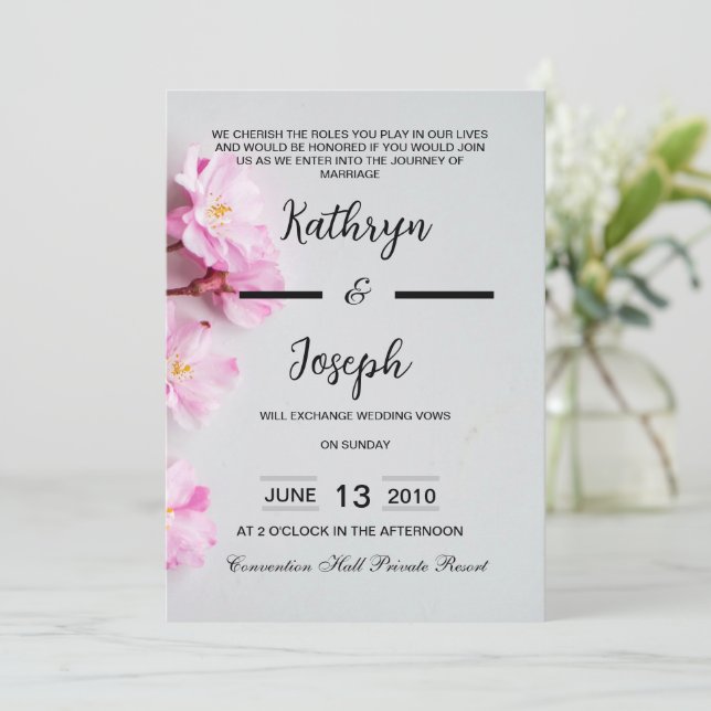 Simple Black and Grey Minimalist Wedding Invitation (Standing Front)