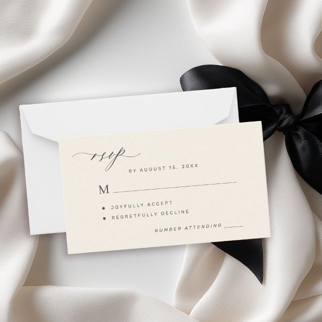 Simple black and ivory wedding RSVP Card (Creator Uploaded)