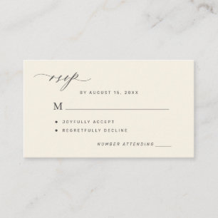 Simple black and ivory wedding RSVP Enclosure Card