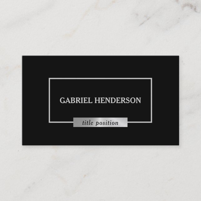 Simple Black And Silver Combination Business Card (Front)