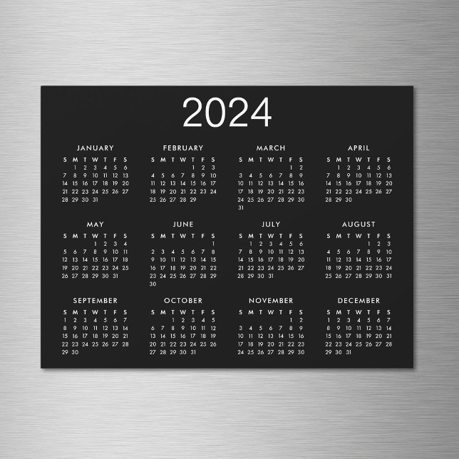 Simple Black And White 2024 Calendar Magnet (Creator Uploaded)