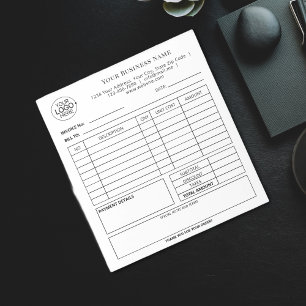 Simple Black and White Add Your Logo Invoice  Notepad