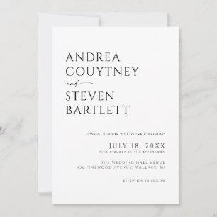 Simple Black and White All in One Wedding Invitation