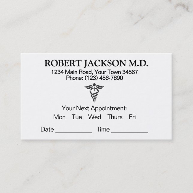 Simple black and white appointment card (Front)