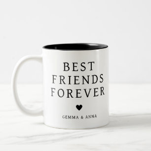 Simple Black and White Best Friends Forever Photo  Two-Tone Coffee Mug