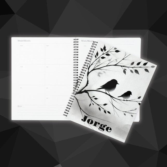 Simple Black and White Birds Perching in Trees |  Planner (Creator Uploaded)