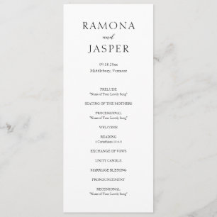 Simple Black and White Bold Modern Wedding Programme