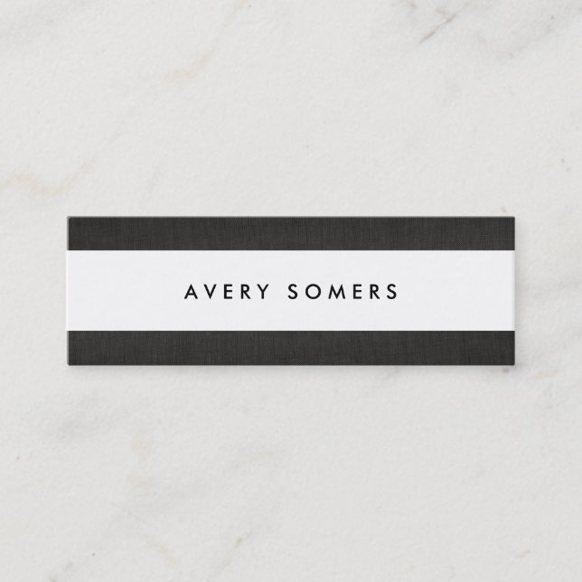 Simple Black and White Bold Stripe Stylish Mini Business Card (Front)