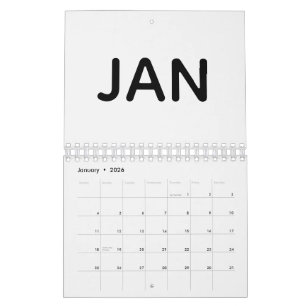 Simple Black and White Bold Typography Calendar