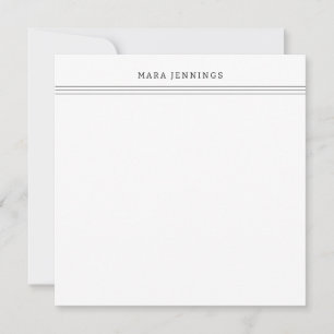 Simple Black and White Border Personal Stationery  Card