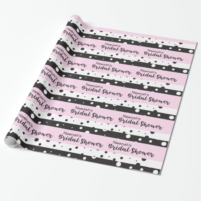 Simple Black and White, Bridal Shower Wrapping Paper (Unrolled)