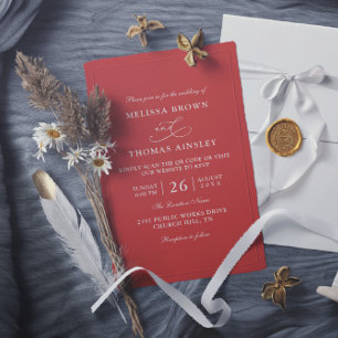Simple Black and White Budget QR Code Wedding Invitation