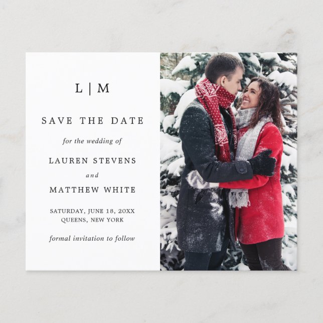 Simple Black and White Budget Save the Date (Front)