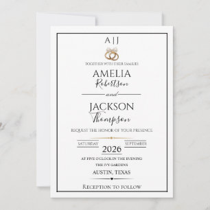 Simple Black and White Budget Wedding Invitation