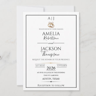 Simple Black and White Budget Wedding Invitation