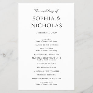 Simple Black and White Budget Wedding Program Flyer