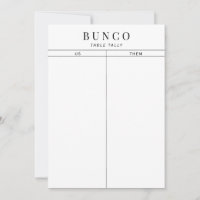 Simple Black and White Bunco Table Tally
