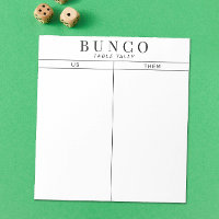 Simple Black and White Bunco Table Tally