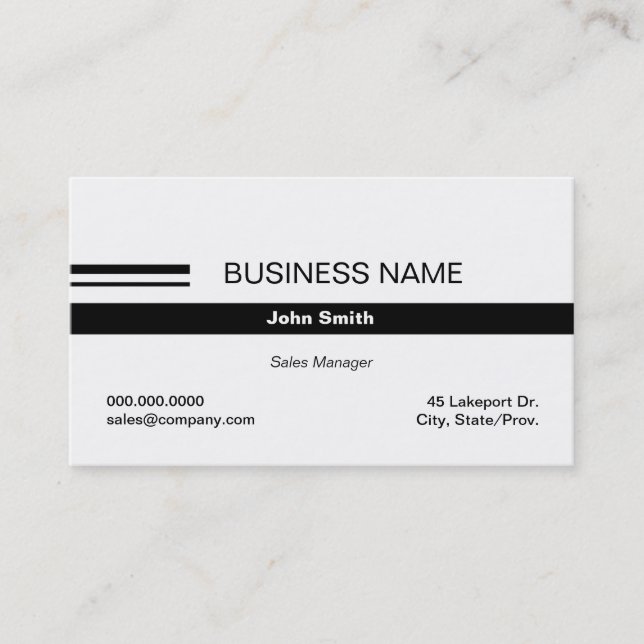 Simple Black and White Business Cards (Front)