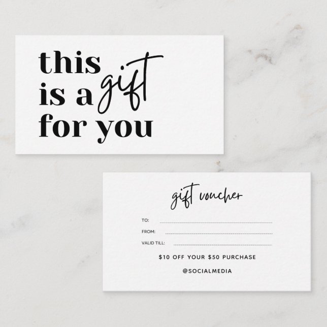 Simple Black and White Business Gift Certificates (Front/Back)